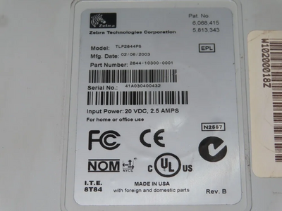 Zebra TLP 2844 (2844-10300-001) Image