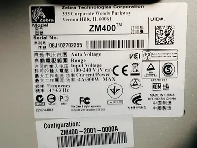 Zebra ZM400 Image