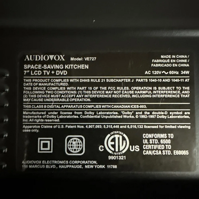 Audiovox ULTRASLIM VE705 Image