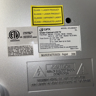 GPX KCL8806DT Image