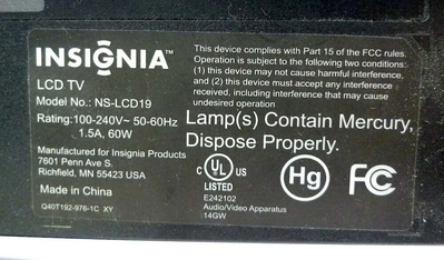 Insignia Ns-lcd19 Image