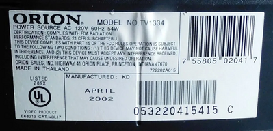 Orion TV1334 Image