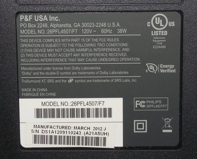 Philips 4000 series 26pfl4507 Image