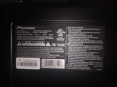 Pioneer Kuro pdp-6010fd Image