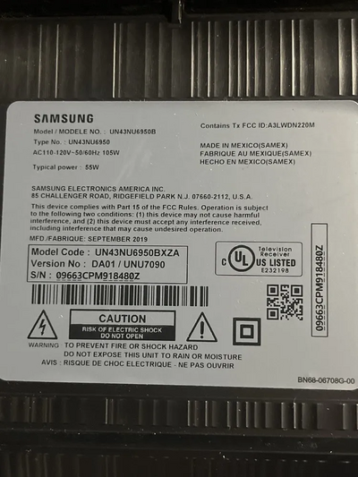 Samsung Un43nu6950b Image