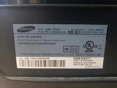 Samsung Syncmaster p2770hd Image