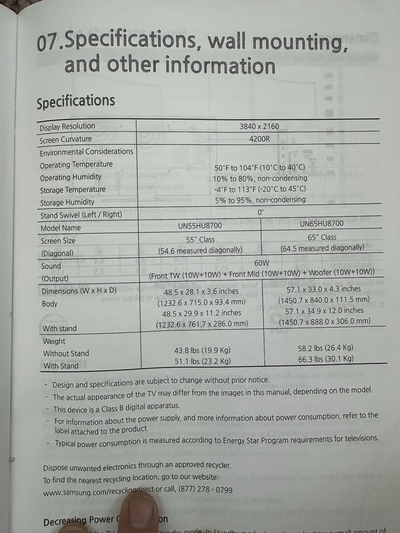 Samsung Un65hu8700f Image