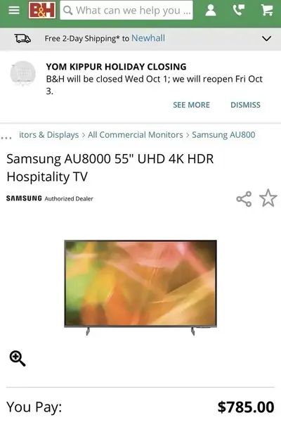 Samsung Hg55au800nfxza Image