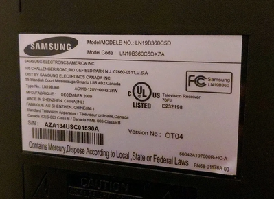 Samsung Ln19b360c5d Image