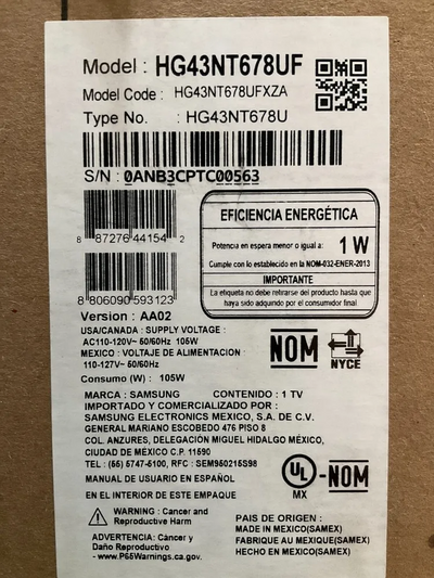 Samsung Hg43nt678ufxza Image