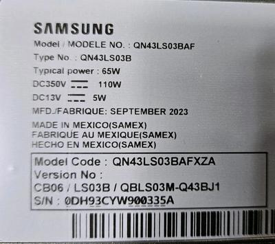 Samsung Qn43lso3bafxza Image