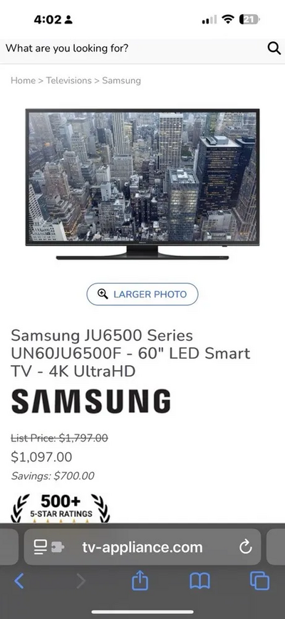 Samsung UN60JU6500 Image