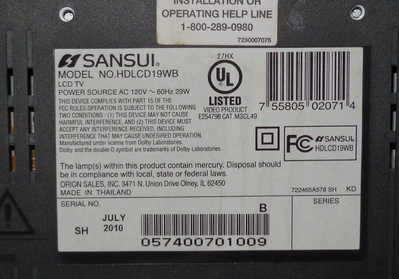 Sansui Hdlcd19wb Image