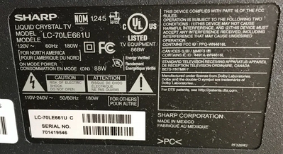 Sharp LC-70LE661U Image
