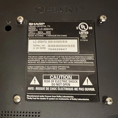 Sharp LC-20SH7U Image