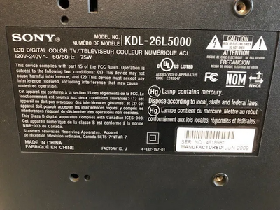 Sony KDL-26L5000 Image