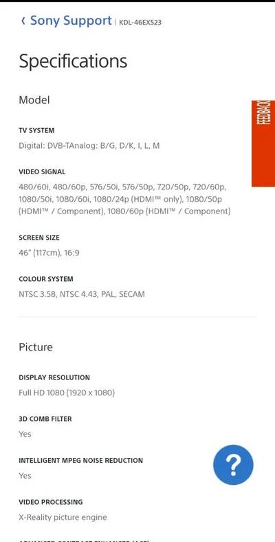 Sony KDL-46EX523 Image