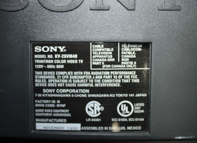 Sony Trinitron kv-20vm40 Image