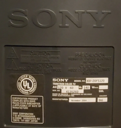 Sony KV-20FS120 Image