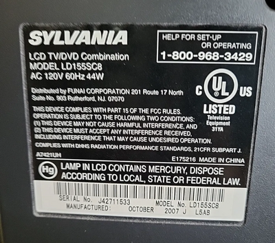 SYLVANIA LD155SC8 Image