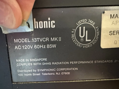 Symphonic Tvcr13g1 Image
