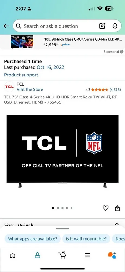 TCL 75s455 Image
