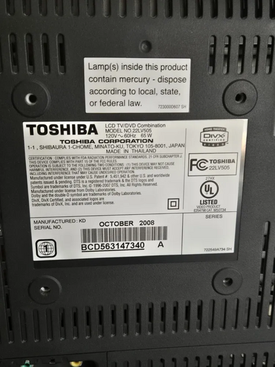 Toshiba 22lv505 Image