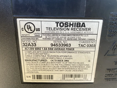 Toshiba 32A33 Image