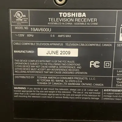 Toshiba 19av600u Image