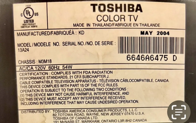 Toshiba 13A25 Image
