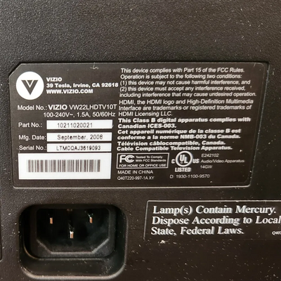 VIZIO Model D32HN-E1 Image