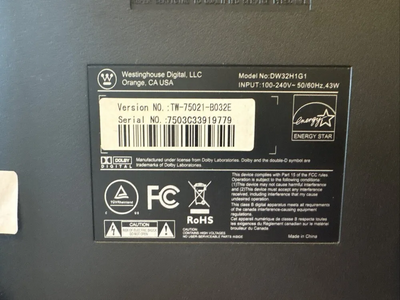 Westinghouse Dw32h1g1 Image