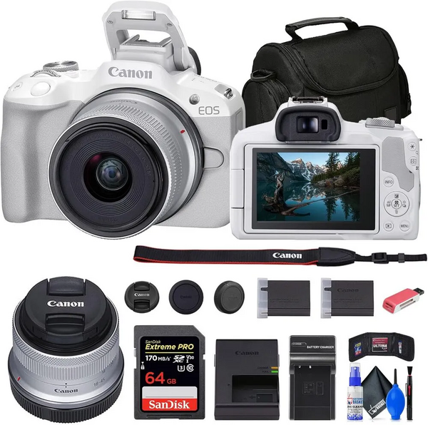 Canon EOS R50 RF-S18-45mm F4.5-6.3 IS STM Lens Kit (White) image