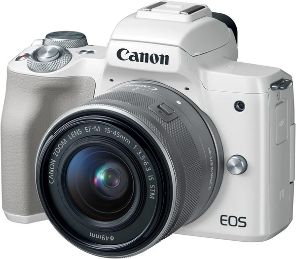 Canon EOS M50 Mirrorless Digital with 15-45mm Lens (White) image