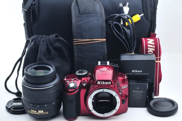Nikon D3200 Red AF-S 18-55mm f3.5-5.6G lens kit image