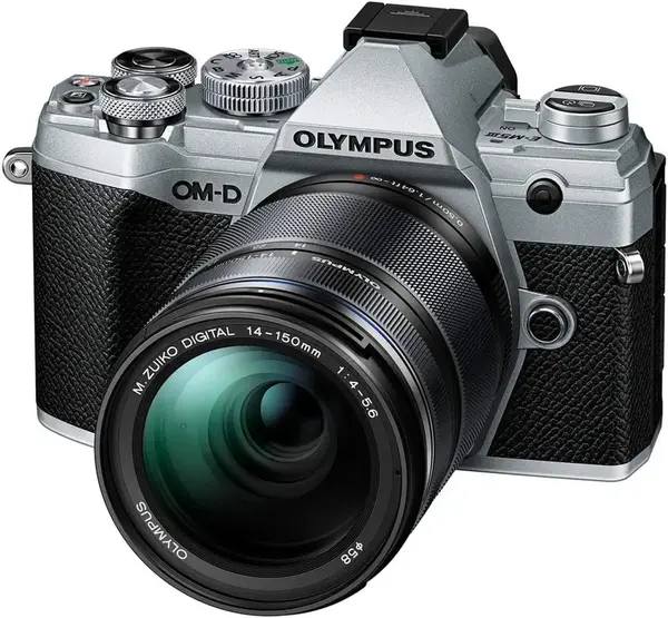 Olympus OM-D E-M5 Mark III CSC Silver (20 MP, 4k Video, 5-Axis Image Stabilisation, Phase Detection AF) + 14-150 mm EZ Lens Black image