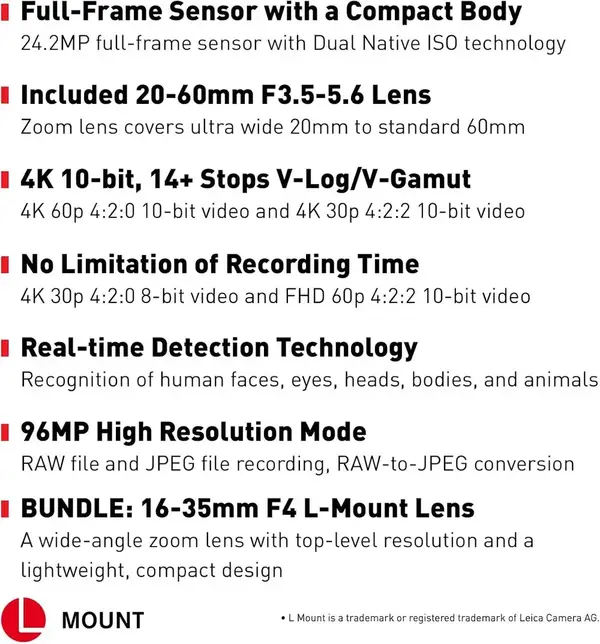 Panasonic LUMIX S5|4K Mirrorless Full-Frame |L-Mount | LUMIX S 20-60mm F3.5-5.6 Lens – (DC-S5KK) image