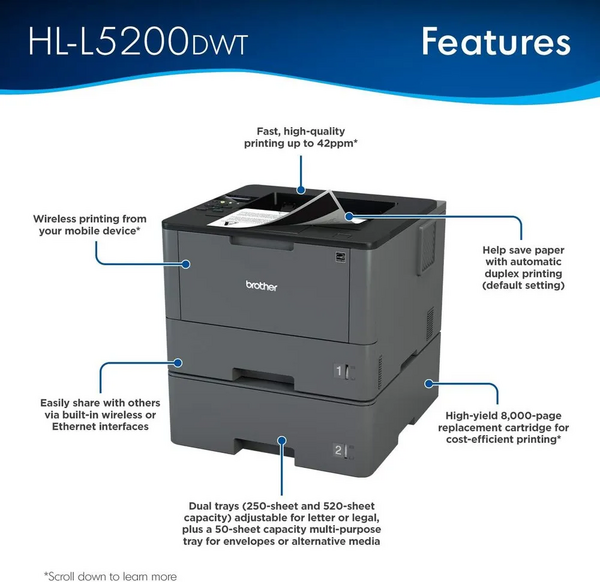 Brother Printer HL-L5200dWT image