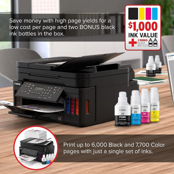 Canon PIXMA G7020 Wireless All-In-One Supertank Printer, Copier, Scan and F image