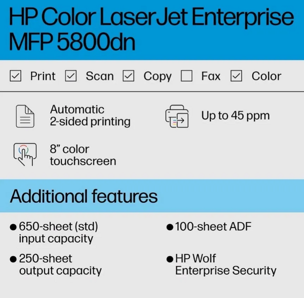 HP Laserjet enterprise 5800dn image