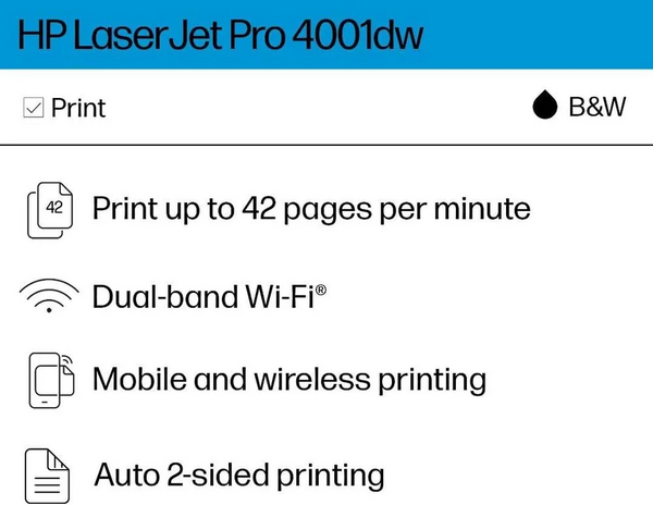 HP New Version: LaserJet Pro 4001dw image