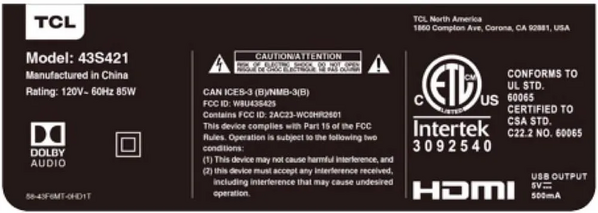 TCL 43S425 image